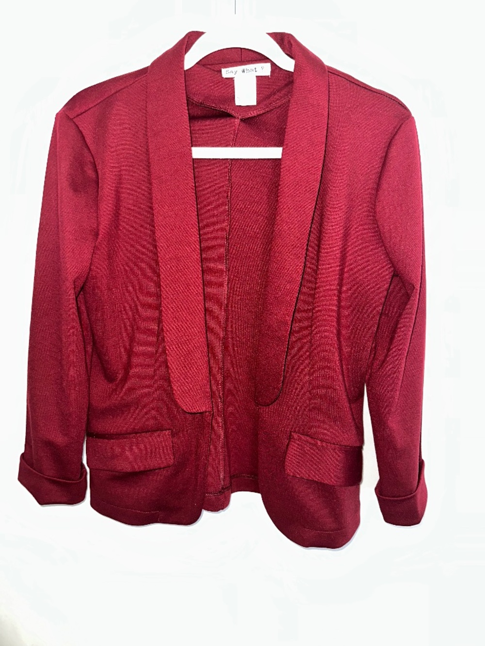 Say What? | Burgundy Blazer Cardigan Jacket | S